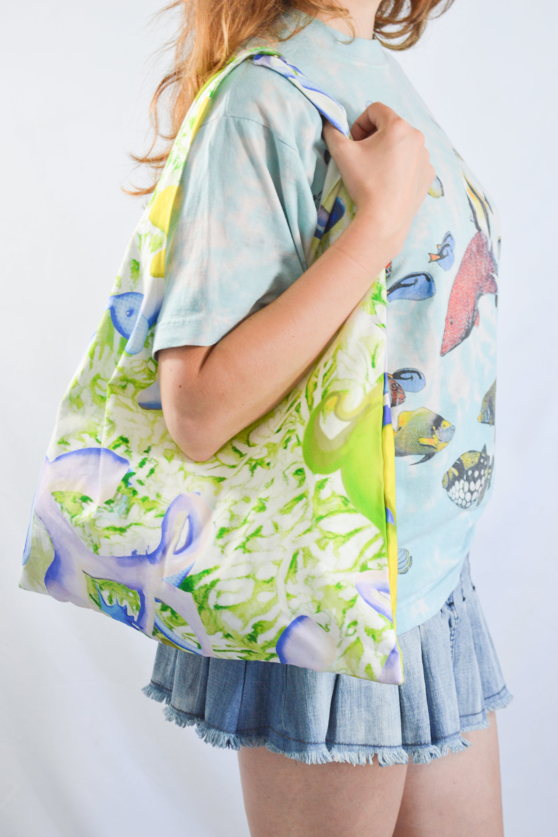 sac cabas motif "fleurs de Méditerranée"